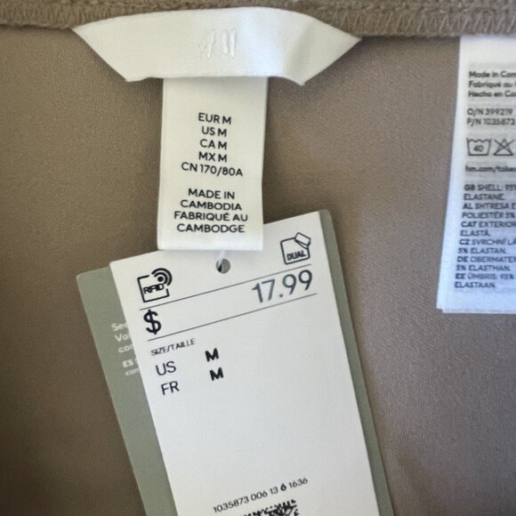 H & M dark beige dress slacks, elastic waist, flared leg - medium - Brand NWT - Picture 2 of 3